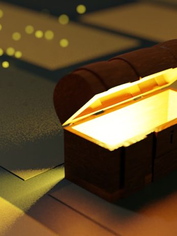 a lit up box sitting on top of a table